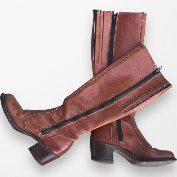 *SOLD*  DEXTER Authentic Vintage Retro 1970s Tall Zip Boots - 5.5 - Picture 4 of 9